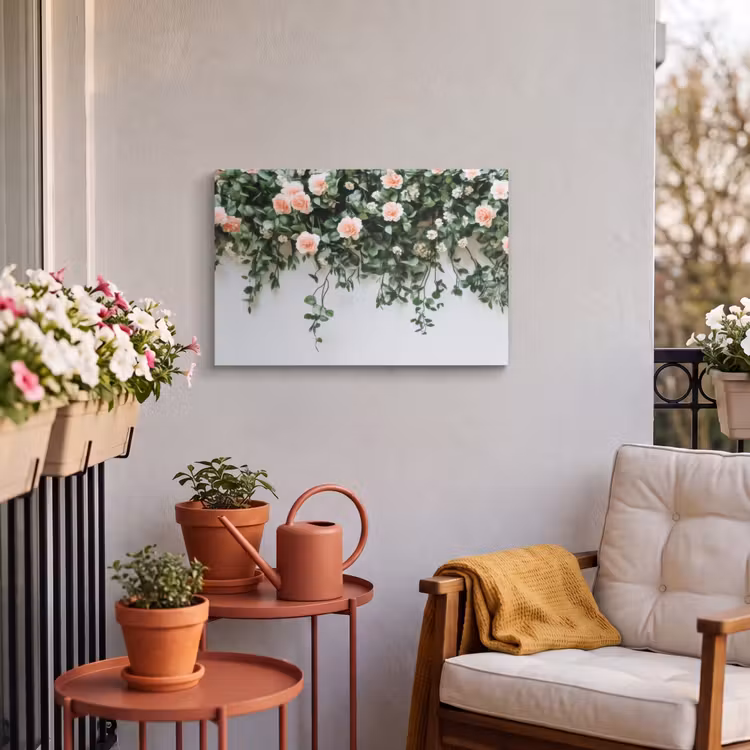 Buiten canvas - Bloemen - Muur - Rozen - Groen — 3