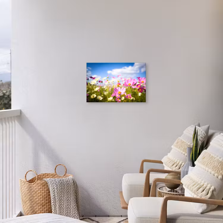Buiten canvas - Bloemen - Wei - Paars - Gras - Wit - Wolken - Blauw — 4