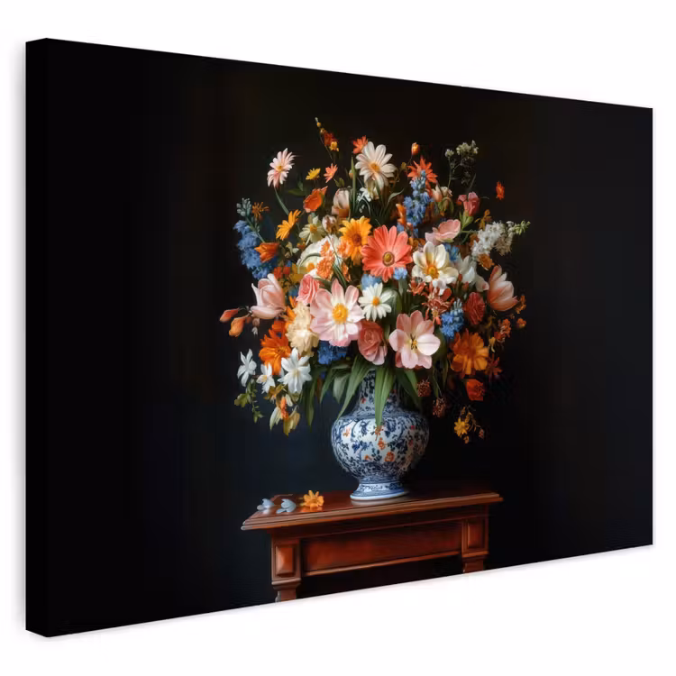 Buiten canvas - Boeket - Roze - Bloemen - Vaas — 1
