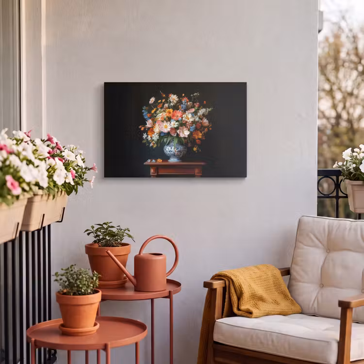 Buiten canvas - Boeket - Roze - Bloemen - Vaas — 4