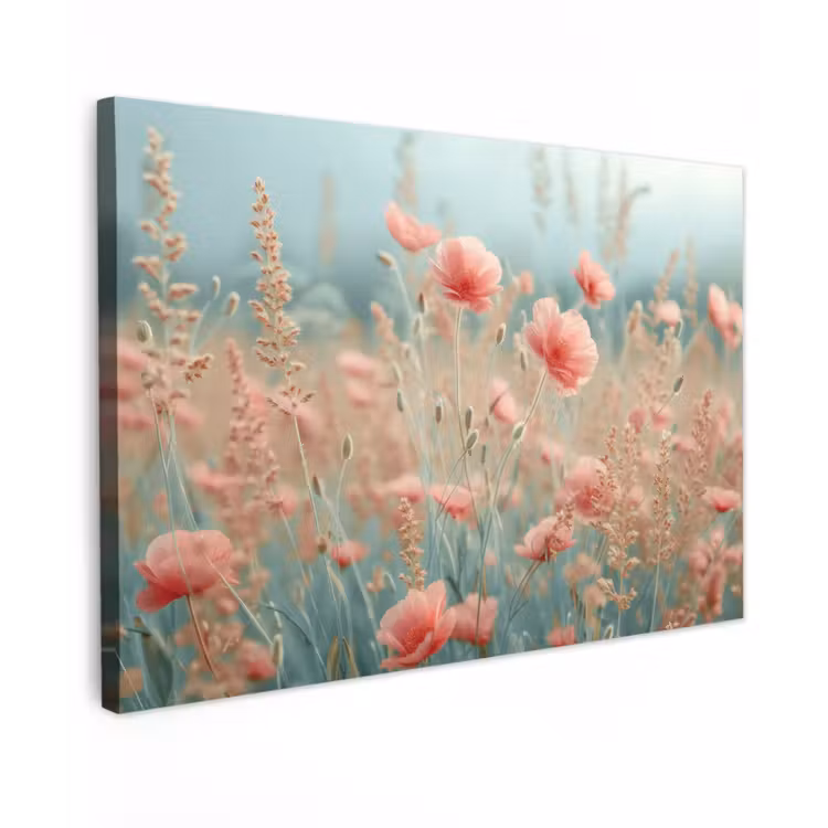 Buiten canvas - Dromerig veld van klaprozen — 1