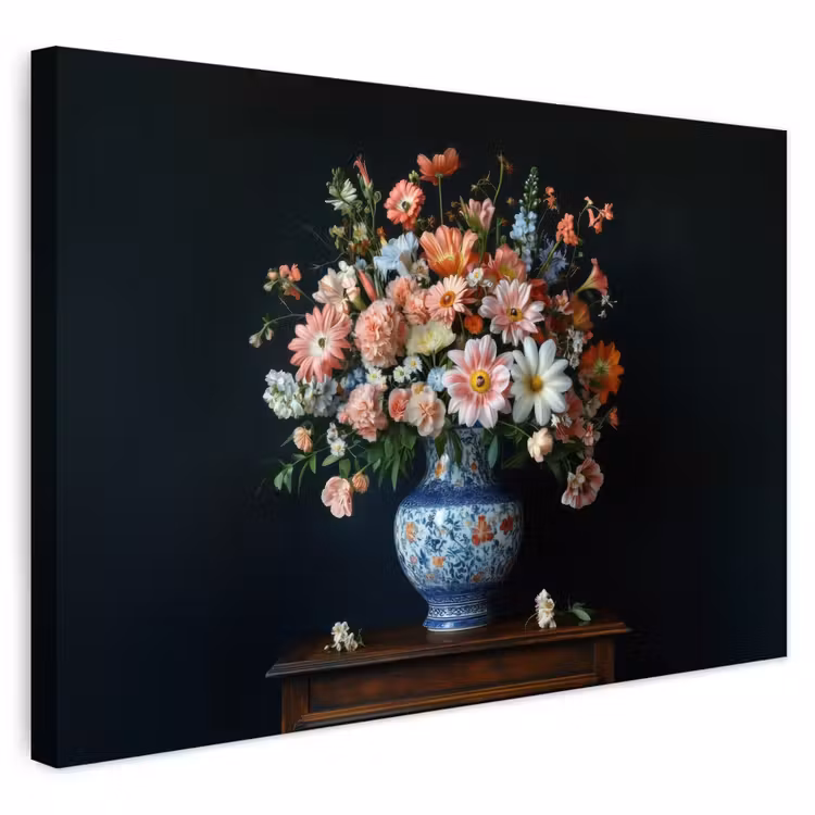 Buiten canvas - Hout - Vaas - Kleuren - Bloemen — 1