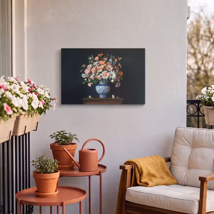 Buiten canvas - Hout - Vaas - Kleuren - Bloemen — 4