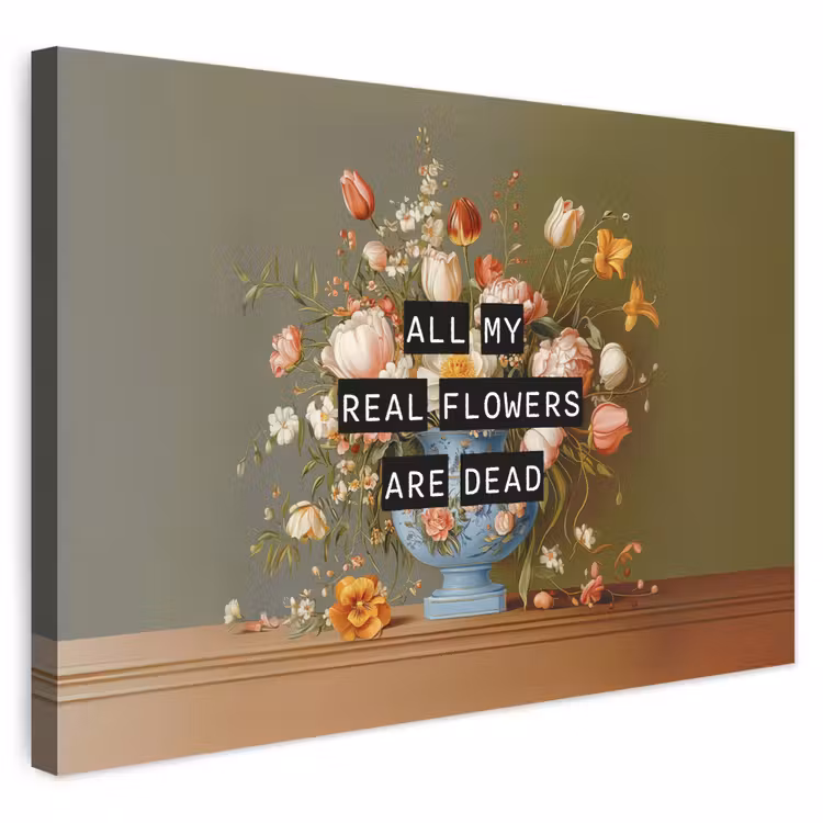 Buiten canvas - Bloem - Quote - Vintage - Art — 1