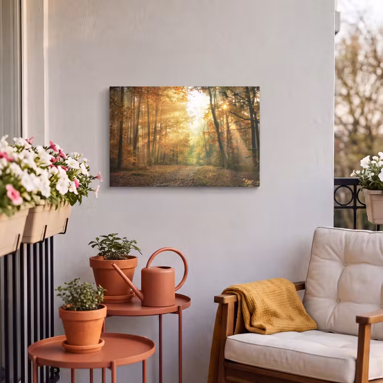 Buiten canvas - Bos - Herfst - Zon - Landschap - Natuur - Bomen - Bladeren — 3