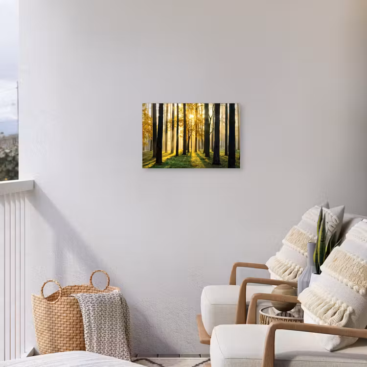 Buiten canvas - Gouden bos bij zonsopgang — 4