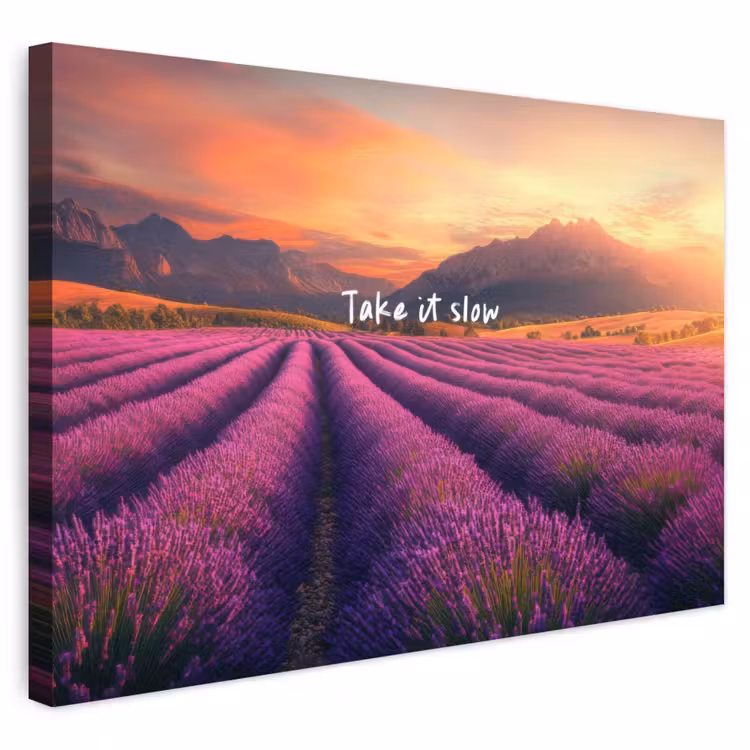 Buiten canvas - Lavendelveld - Quote - Zonsondergang — 1