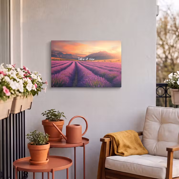 Buiten canvas - Lavendelveld - Quote - Zonsondergang — 4