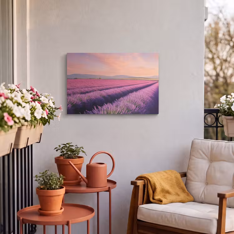 Buiten canvas - Lavendelveld - Zonsondergang - Paars - Bloemen — 3