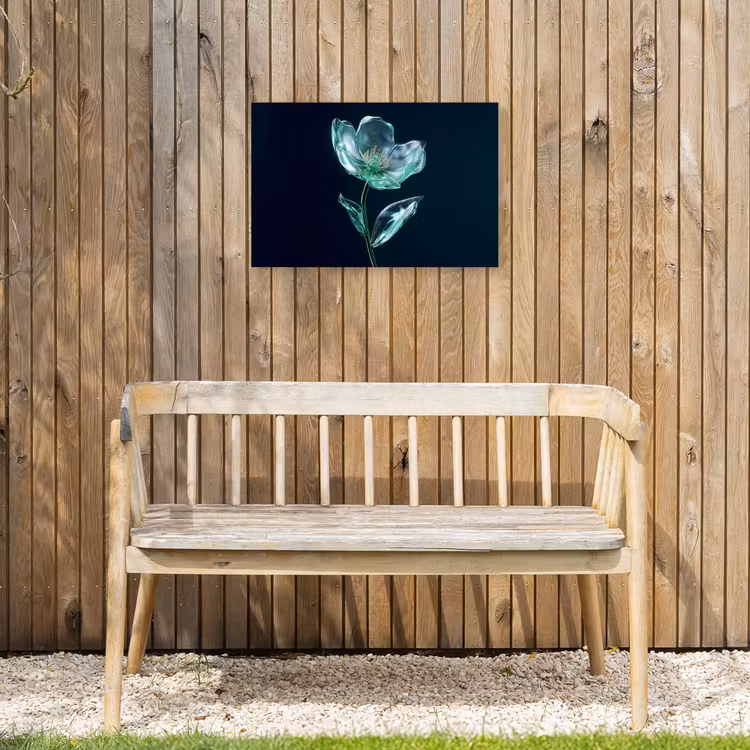 Buiten canvas - Bladeren - Bloem - Glazen - Donkerblauw — 3