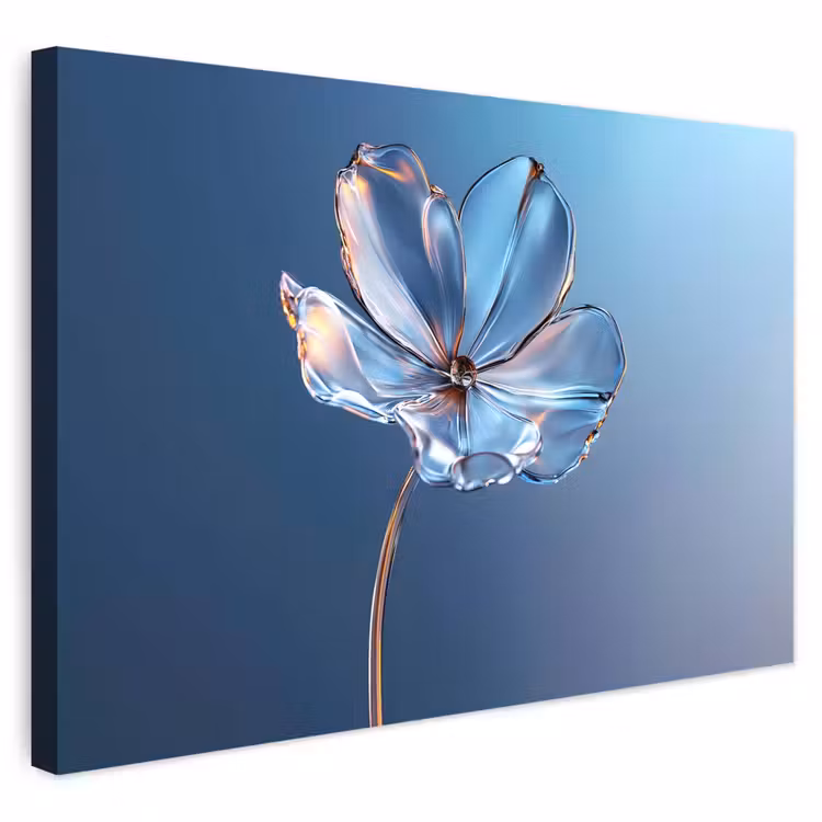 Buiten canvas - Blauw - Bloem - Glazen - Sierlijk — 1