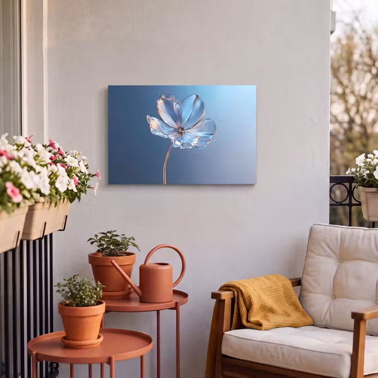 Buiten canvas - Blauw - Bloem - Glazen - Sierlijk — 4