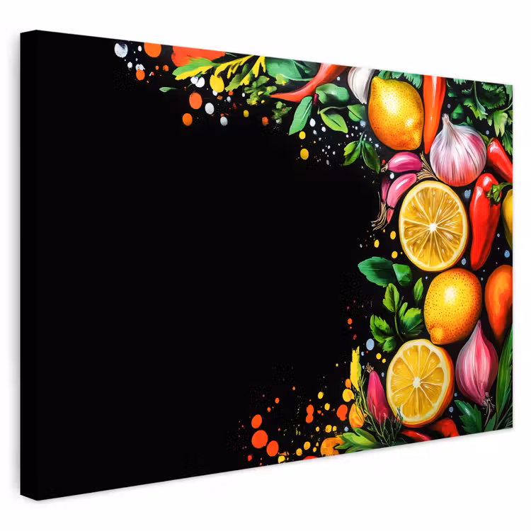 Buiten canvas - Citroenen - Peper - Kruiden - Graffiti - Verf - Abstract — 1