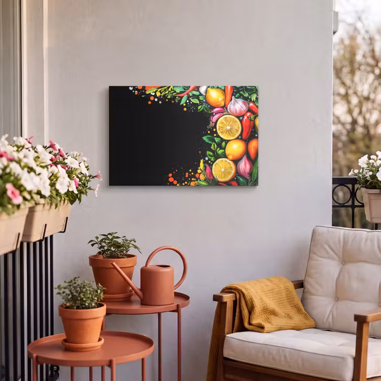 Buiten canvas - Citroenen - Peper - Kruiden - Graffiti - Verf - Abstract — 4
