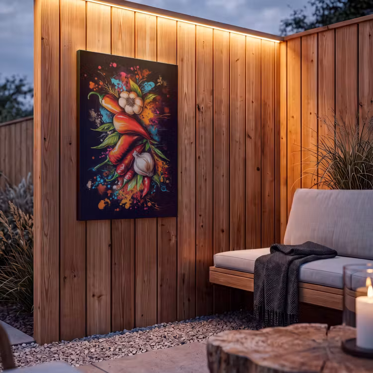 Buiten canvas - Groente - Peper - Knoflook - Graffiti - Verf - Kleurrijk — 4