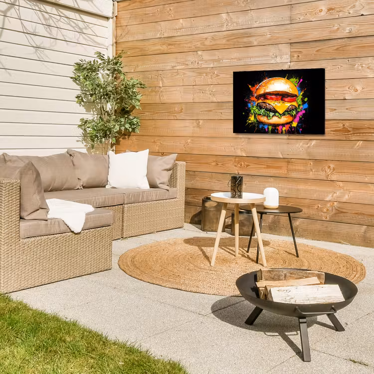Buiten canvas - Hamburger - Graffiti - Verf - Kleurrijk - Eten - Abstract — 5