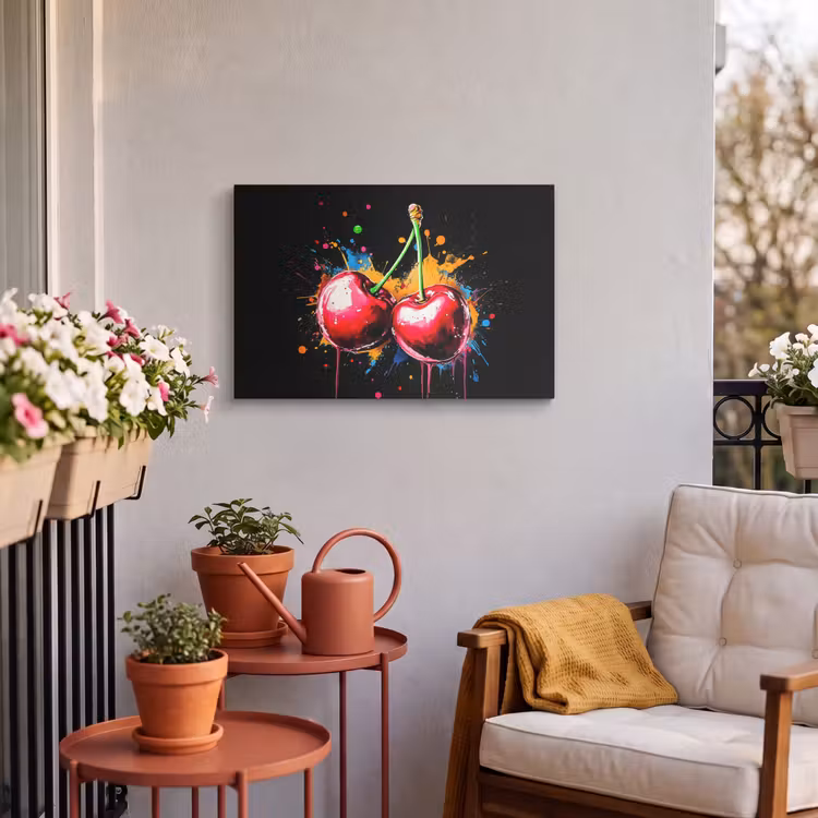 Buiten canvas - Kersen - Fruit - Graffiti - Verf - Abstract - Modern - Kleurrijk — 4