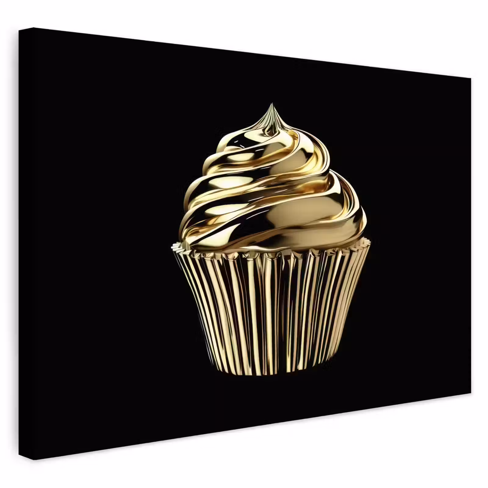 Buiten canvas - Cupcake - Eten - Goud - Zwart — 1