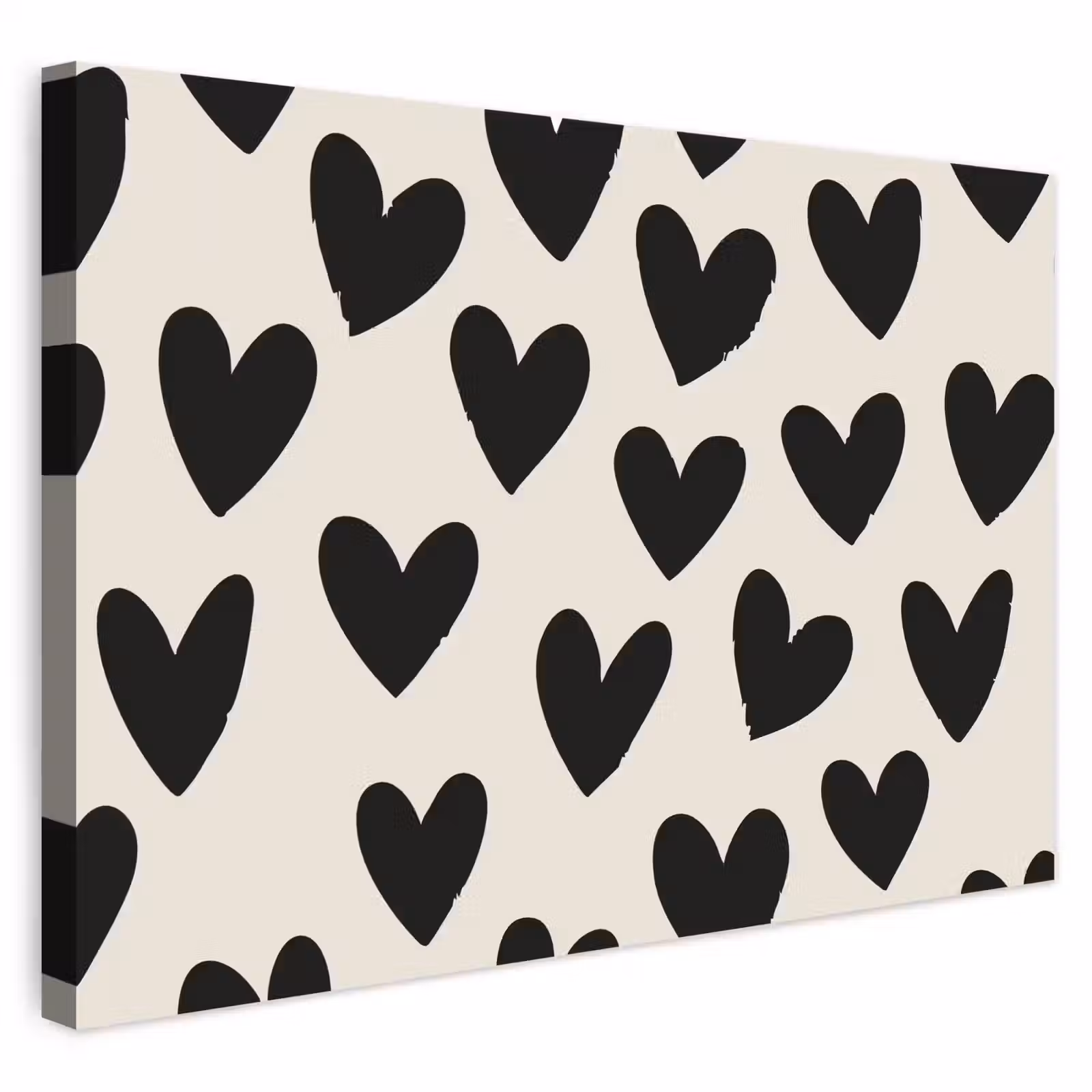Buiten canvas - Hartjes - Zwart - Beige — 1