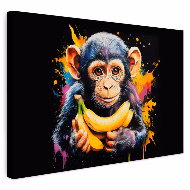 Buiten canvas - Aap - Graffiti - Kleurrijk - Bananen - Modern — 1