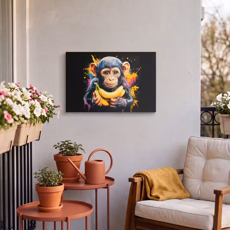 Buiten canvas - Aap - Graffiti - Kleurrijk - Bananen - Modern — 4