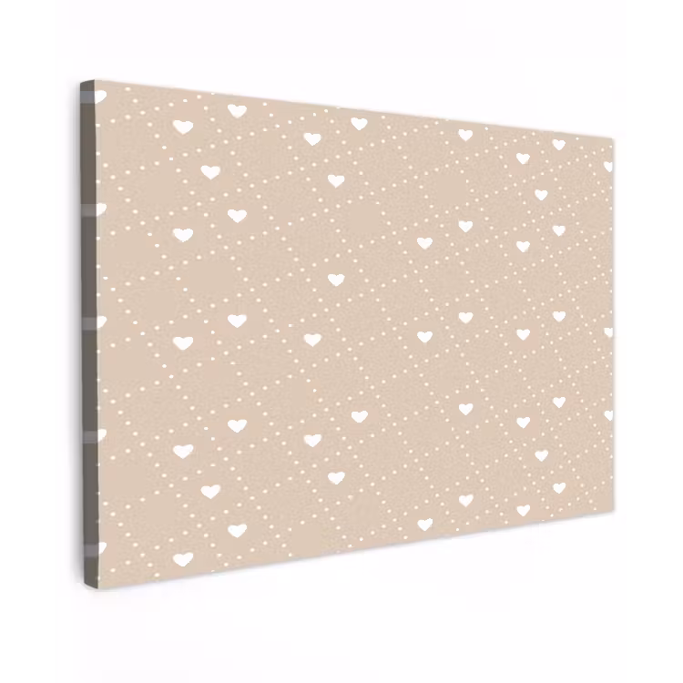 Buiten canvas - Beige - Wit - Hartjes - Patroon — 1