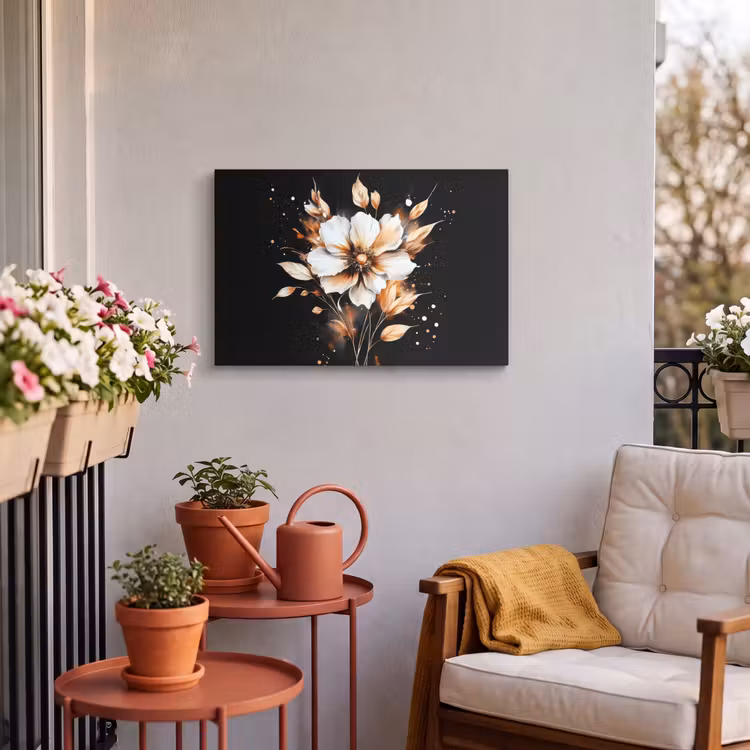 Buiten canvas - Bloem - Verf - Goud - Graffiti - Modern — 4