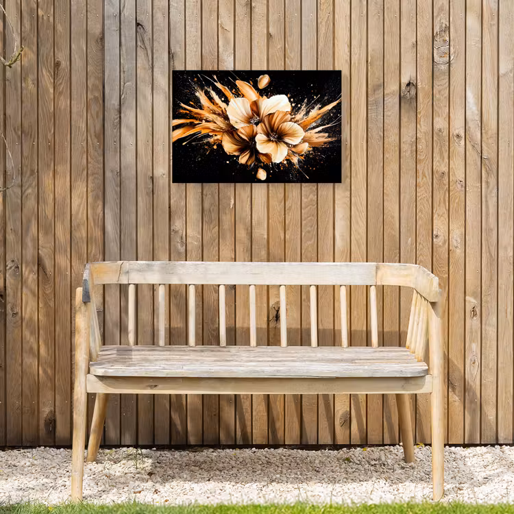 Buiten canvas - Bloemen - Goud - Graffiti - Zwart - Abstract — 3