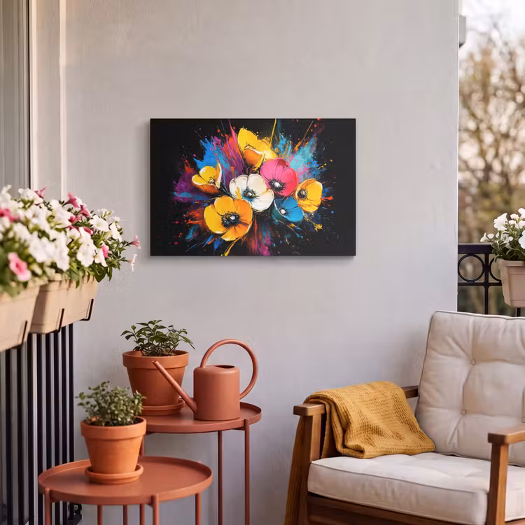 Buiten canvas - Bloemen - Kleurrijk - Graffiti - Modern - Boeket — 3
