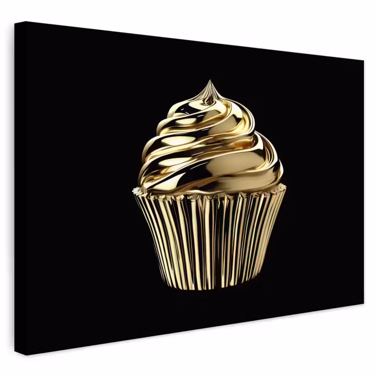 Buiten canvas - Cupcake - Eten - Goud - Zwart — 1
