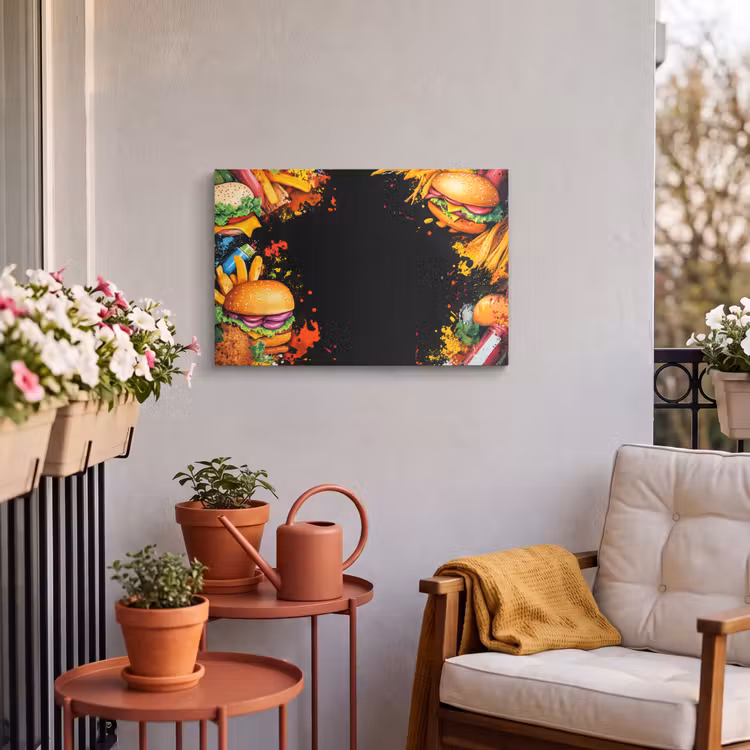 Buiten canvas - Fastfood - Graffiti - Hamburger - Eten - Modern — 4