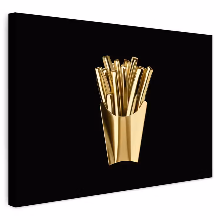 Buiten canvas - Friet - Goud - Chrome - Eten — 1