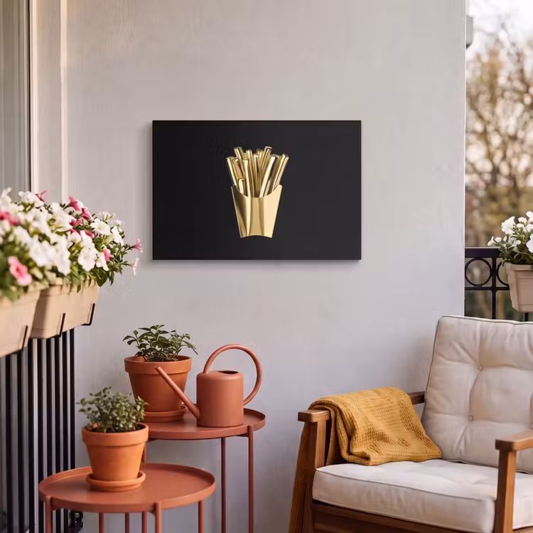 Buiten canvas - Friet - Goud - Chrome - Eten — 4