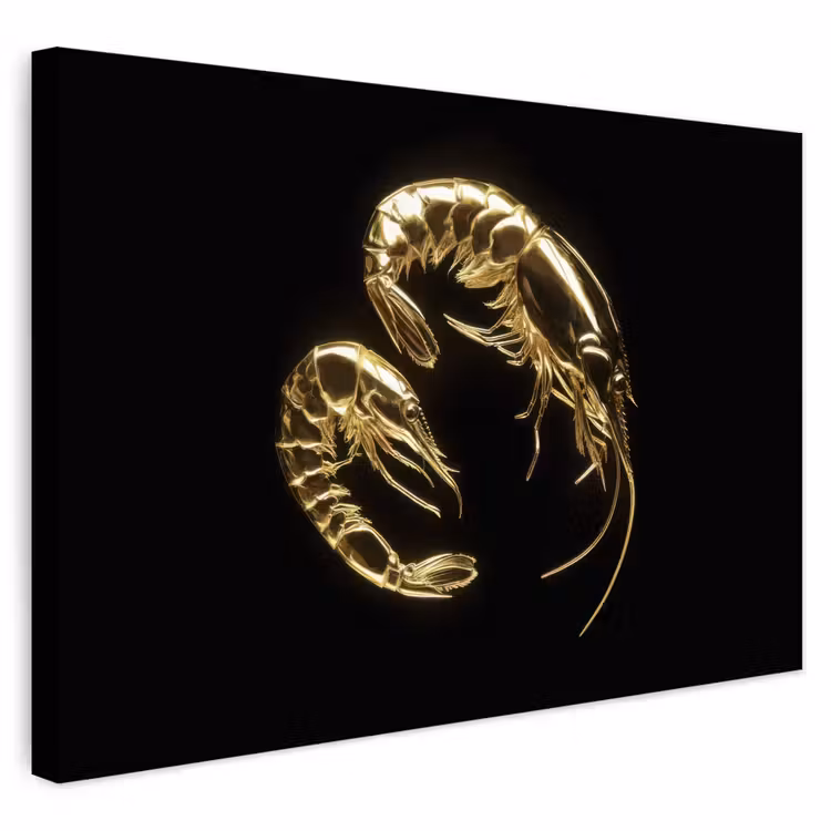 Buiten canvas - Garnalen - Zwart - Goud - Dieren — 1