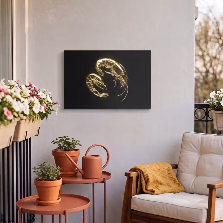 Buiten canvas - Garnalen - Zwart - Goud - Dieren — 3