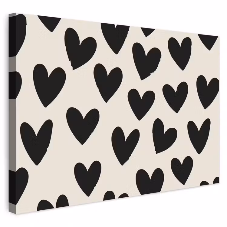 Buiten canvas - Hartjes - Zwart - Beige — 1