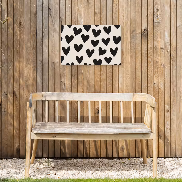 Buiten canvas - Hartjes - Zwart - Beige — 3