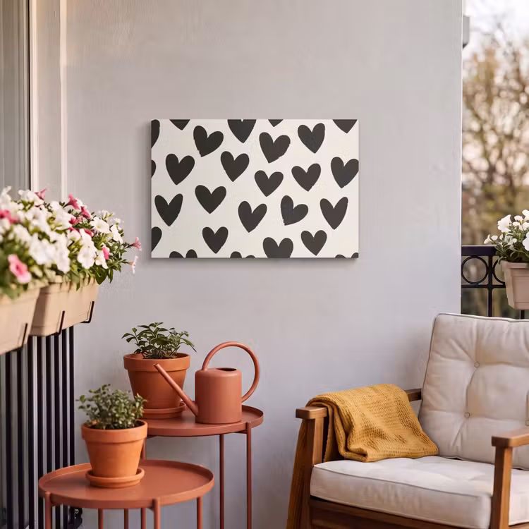 Buiten canvas - Hartjes - Zwart - Beige — 4