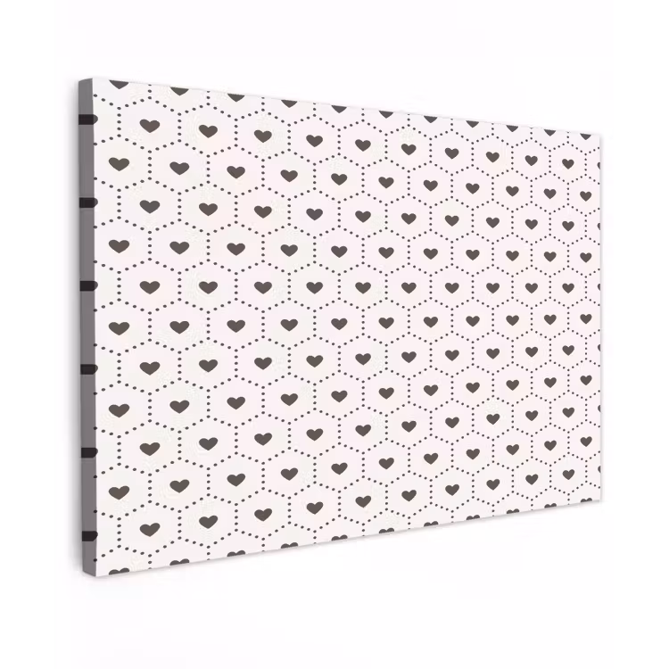 Buiten canvas - Hexagon - Patroon - Hartjes - Beige — 1
