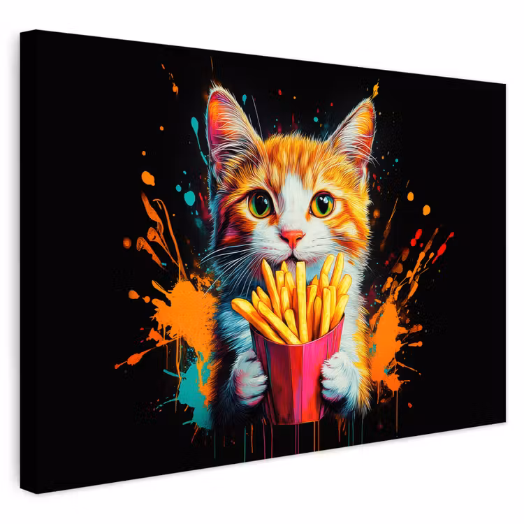 Buiten canvas - Kat - Eten - Patat - Graffiti - Abstract — 1
