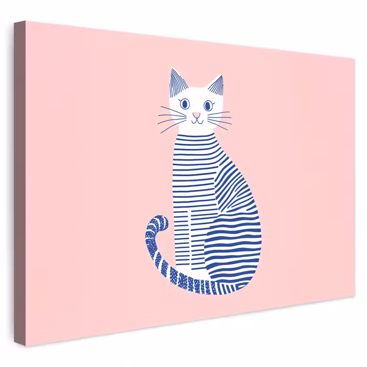 Buiten canvas - Kat - Illustratie - Minimalistisch - Roze — 1