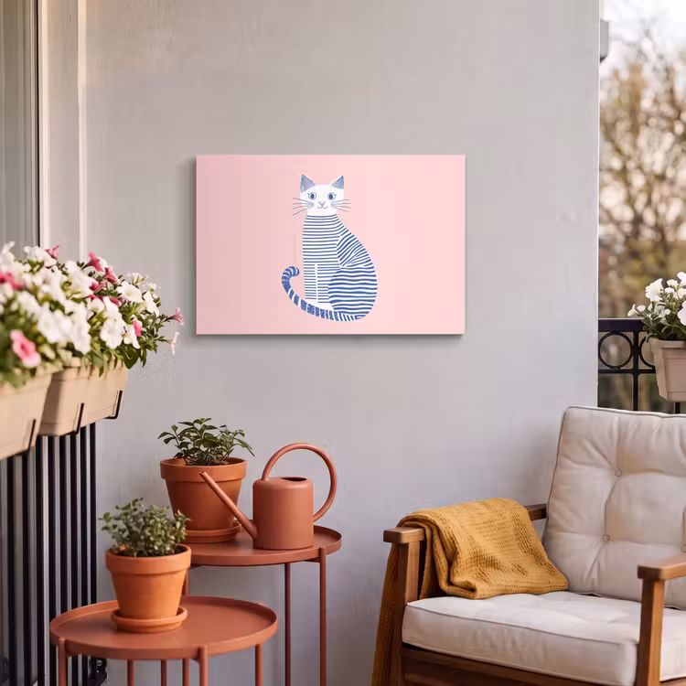 Buiten canvas - Kat - Illustratie - Minimalistisch - Roze — 4