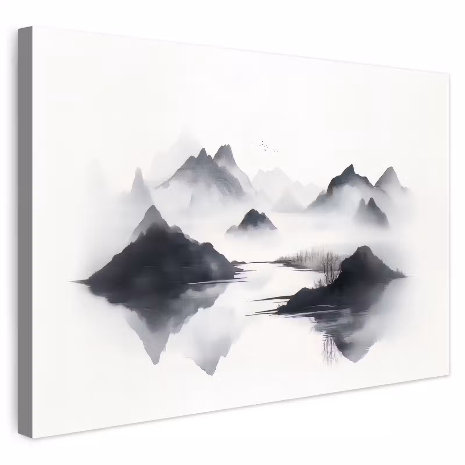 Buiten canvas - Bergen - Mistig - Water - Wit — 1