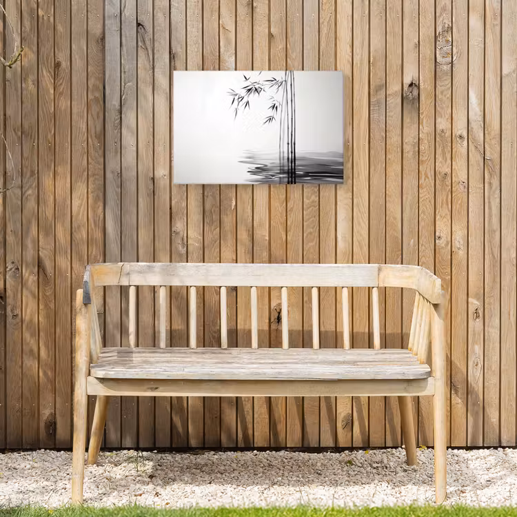 Buiten canvas - Bamboestammen - Water - Minimalistisch - Wit — 3