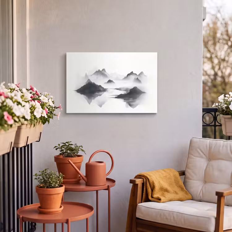 Buiten canvas - Bergen - Mistig - Water - Wit — 4