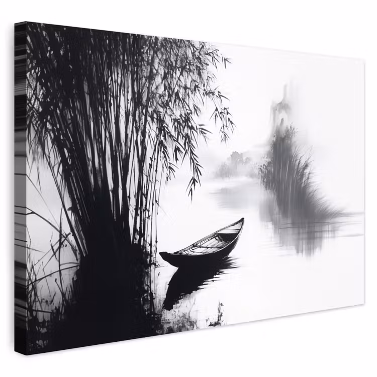 Buiten canvas - Boot - Rivier - Bamboe - Wit — 1