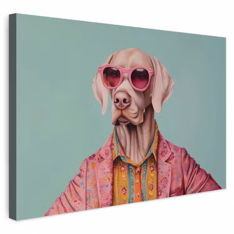 Buiten canvas - Hond - Overhemd - Bloemen - Bril — 1