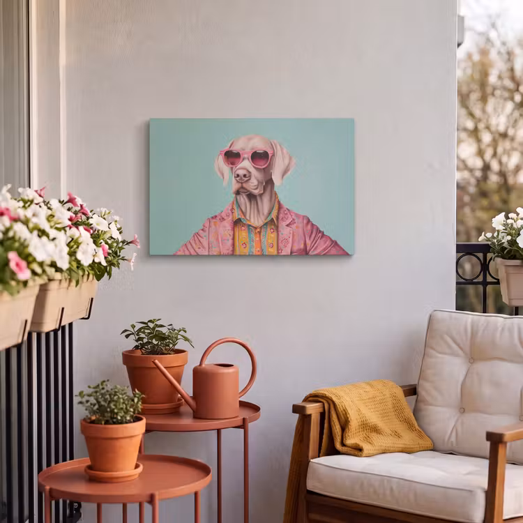 Buiten canvas - Hond - Overhemd - Bloemen - Bril — 4