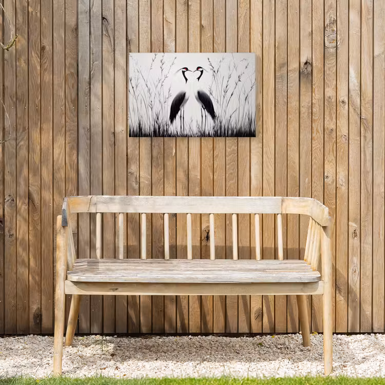 Buiten canvas - Kraanvogels - Gras - Hartvorm - Zwart — 3