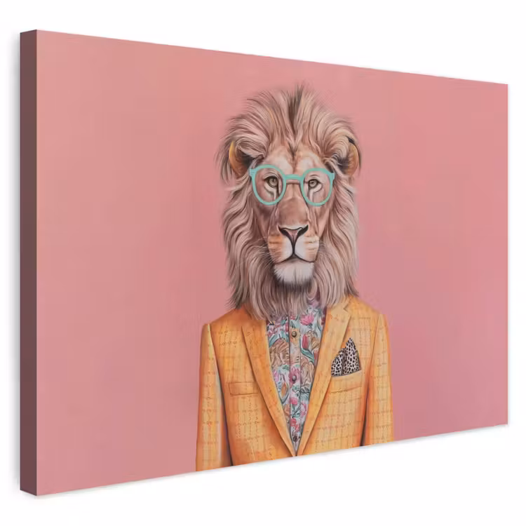 Buiten canvas - Leeuw - Pak - Geruit - Bril — 1